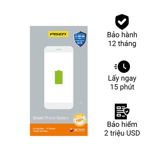 Thay pin iPhone Xs Max dung lượng cao Pisen chính hãng